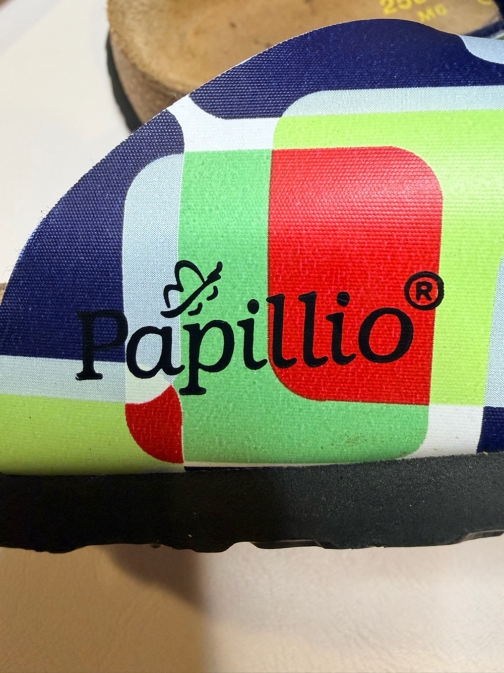 Papillio women’s Navy Green Red Patterned Adjustable Cork Sandals - Picture 6 of 6
